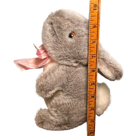 Vintage Eden Bunny Rabbit Hare‎ Plush Stuffed Animal 10" Brown White Pink Bow - Picture 3 of 9